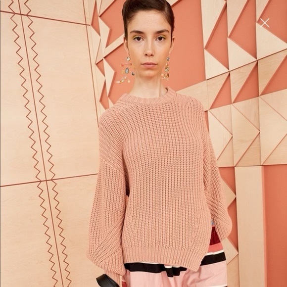 ULLA JOHNSON COSIMA WOVEN SWEATER Dusty Rose Chunky Knit Small S - Picture 7 of 14